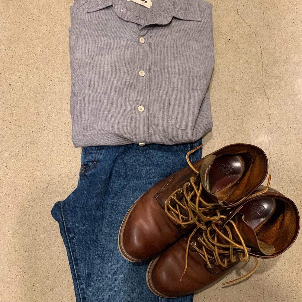 Taylor Stitch The California in Grey Mini Striped, XS sz 36